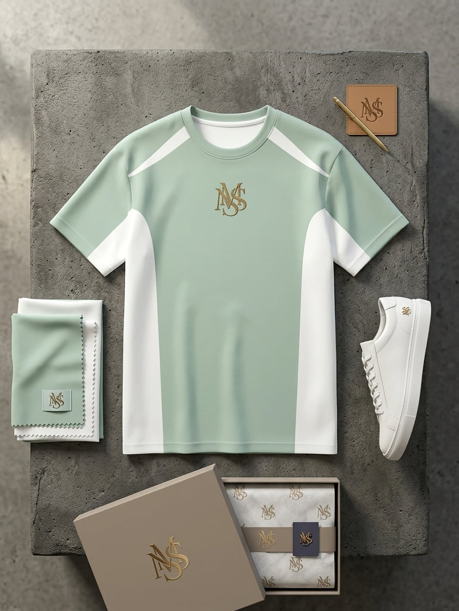 MS IN.STYLE Women’s Mint Green Contrast T-Shirt – Relaxed Fit Sporty Streetwear Tee