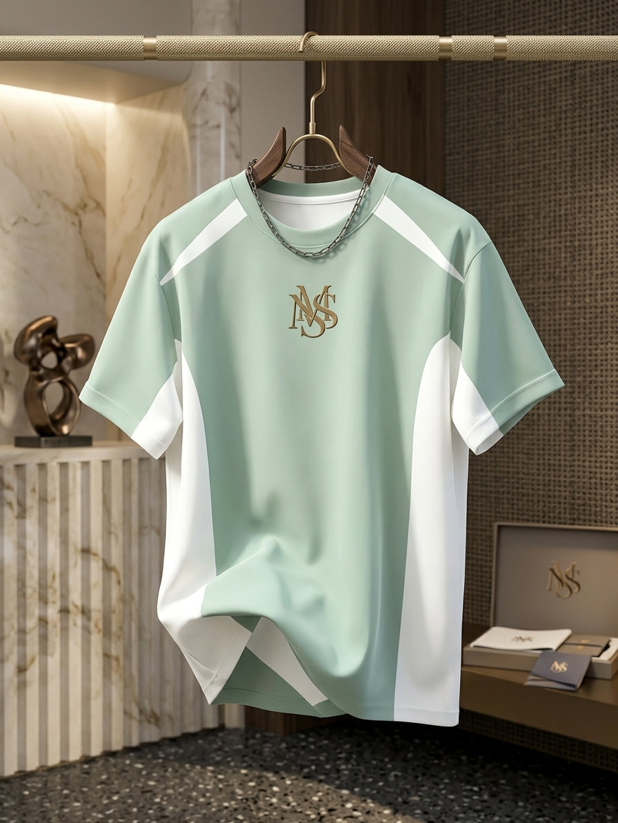 MS IN.STYLE Women’s Mint Green Contrast T-Shirt – Relaxed Fit Sporty Streetwear Tee