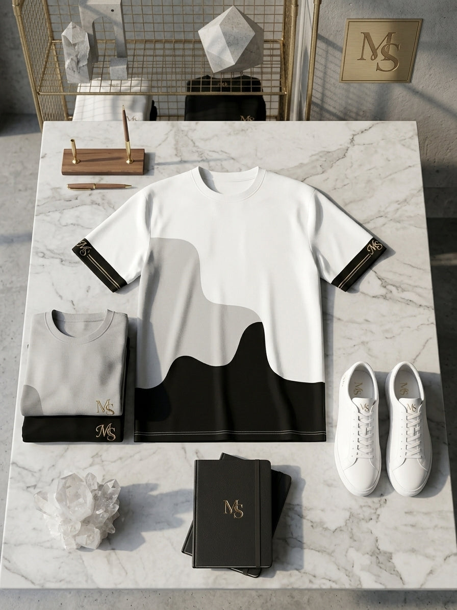MS IN.STYLE Women’s White & Black Contrast T-Shirt – Oversized Relaxed Fit Statement Tee