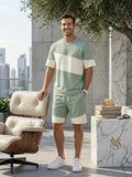 MS IN.STYLE Men’s Sage Green & Ivory Co-Ord Set – Contrast T-Shirt & Shorts