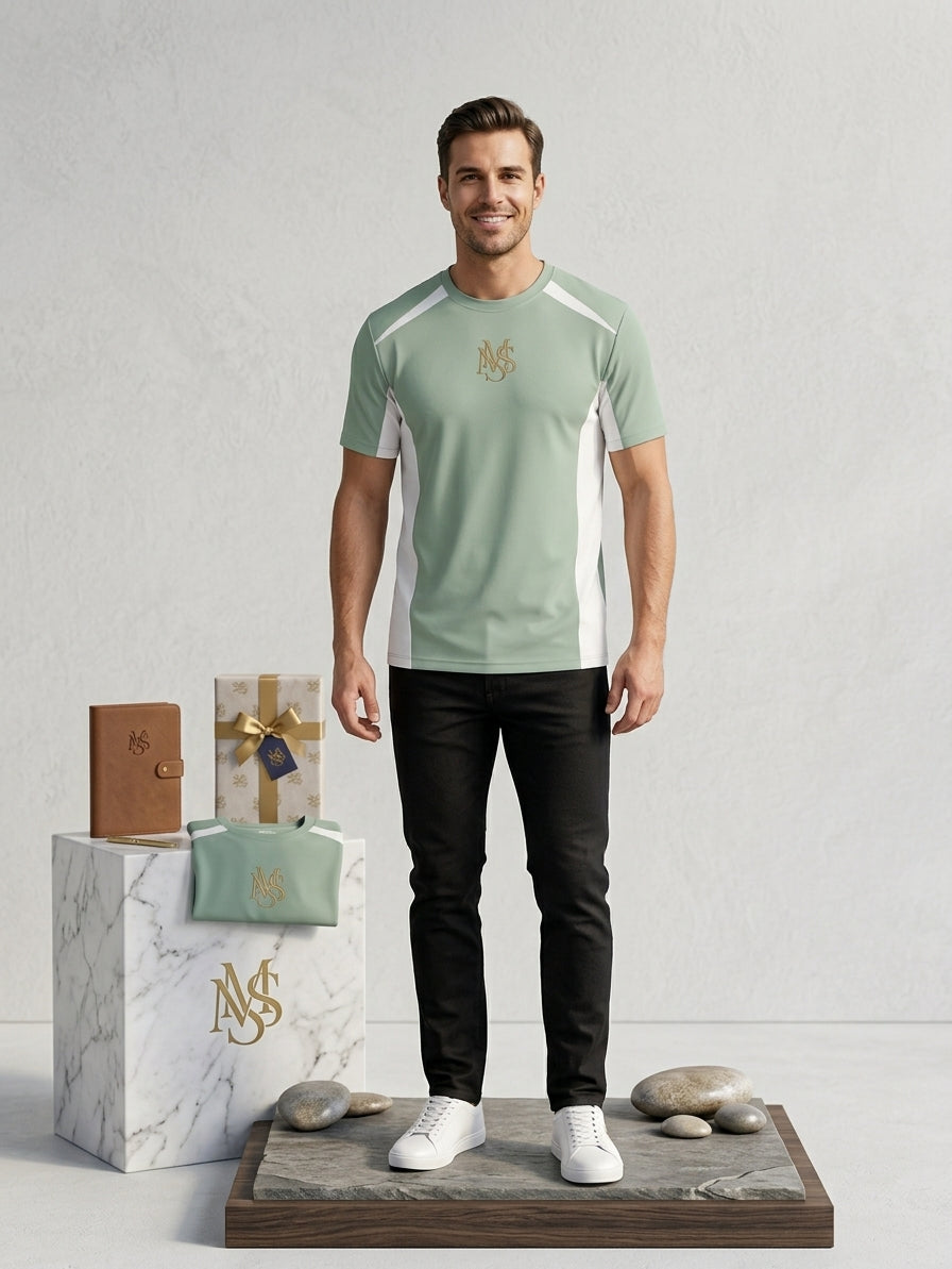 MS IN.STYLE Women’s Mint Green Contrast T-Shirt – Relaxed Fit Sporty Streetwear Tee