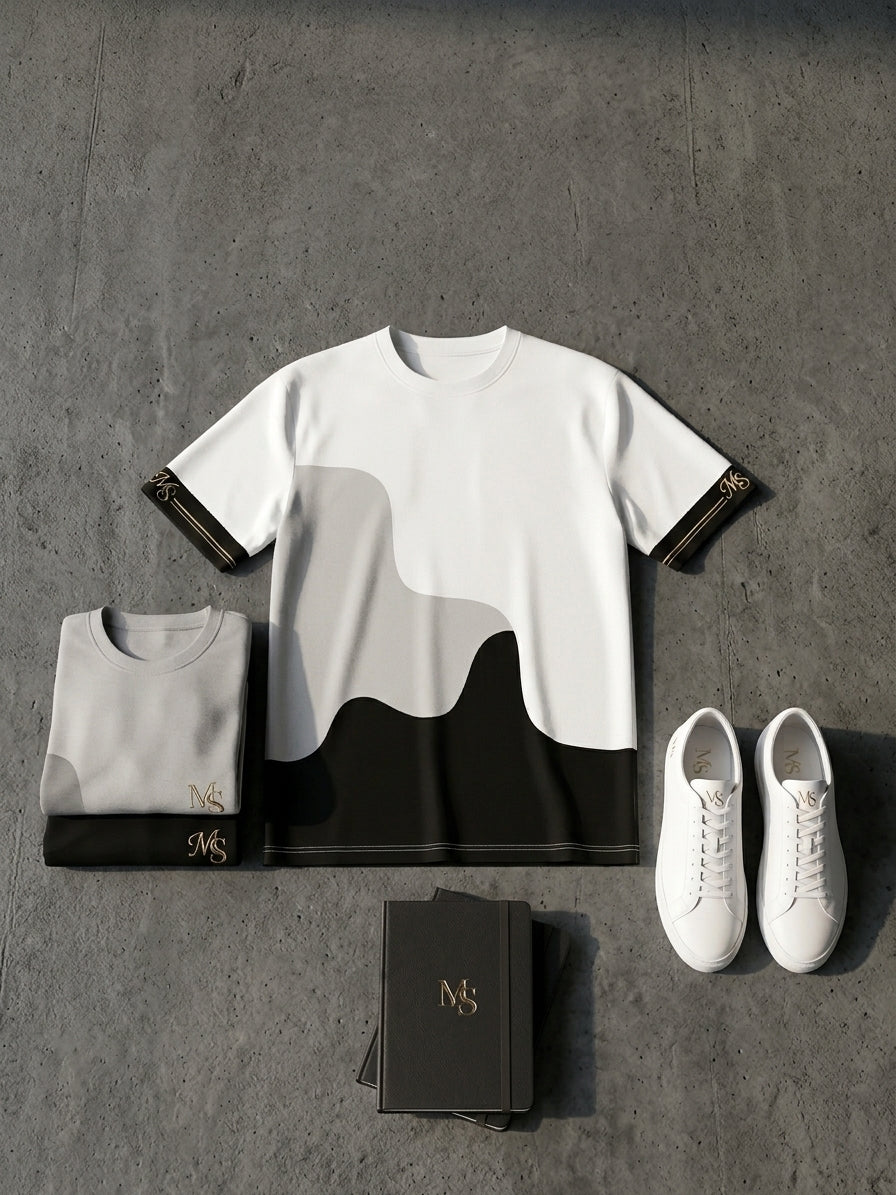 MS IN.STYLE Women’s White & Black Contrast T-Shirt – Oversized Relaxed Fit Statement Tee